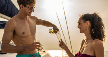 Couple sailing in Thasos